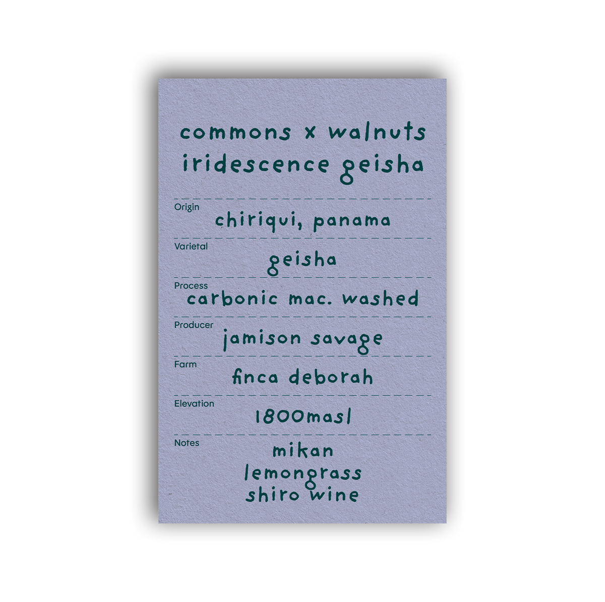 commons x walnuts: savage iridescence geisha