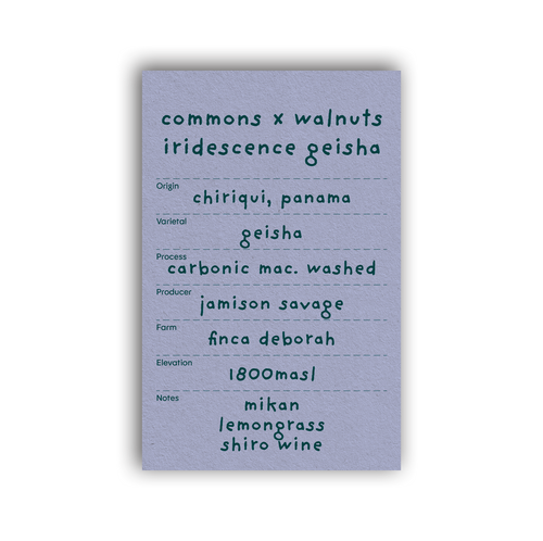 commons x walnuts: savage iridescence geisha